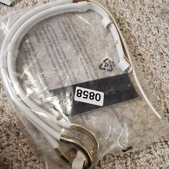 White 100% Genuine Leather Belt with Loop hardware Women O/S - Picture 15 of 16